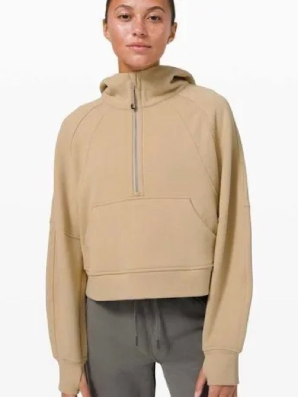 lululemon athletica Cropped Pullover Hoodie - Camel Beige